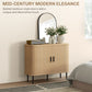 35.4" Sideboard Buffet Cabinet with Storage, Nordic Coffee Bar Cabinet with Slatted Tambour Doors and Metal Legs, Oak