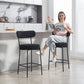 Set of 2 Barstools, Upholstered Corduroy Bar Stools with Backrest, Footrest for Kitchen Island, Dining Room, Black