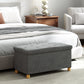Storage Ottoman Bench, Velvet Upholstered Foldable Ottoman Footrest, Foot Stool with Wood Legs for Living Room, Bedroom