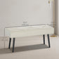 39 Inches Upholstered Bedroom Bench, Modern End of Bed Bench with Steel Legs, Cream White
