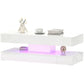 Coffee Table with Adjustable LED Lights, Modern Living Room Table with 2 Drawers, Open Shelf, Remote, High Gloss White