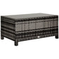Outdoor PE Rattan Wicker Table, Patio Garden Side Table w/Glass Top for Patio, Balcony, Mixed Grey