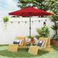 9ft Solar Patio Umbrella Outdoor Sunshade 24 LED Lights Tilt Canopy Wine Red