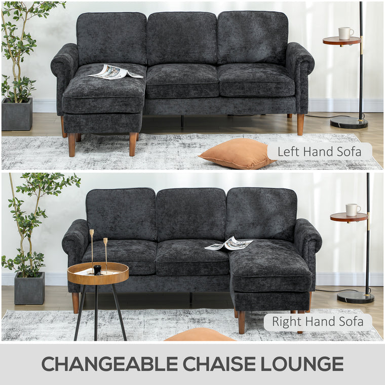 L-Shaped Sectional with Changeable Chaise & Wood Legs