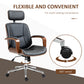 Office Chair, PU Leather Desk Chair with Removable Headrest, Adjustable Height, Tilt Function and with Wheels, Black