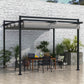 10' x 10' Retractable Pergola, Garden Gazebo Shade Shelter, for Grill, Patio, Deck, Dark Grey