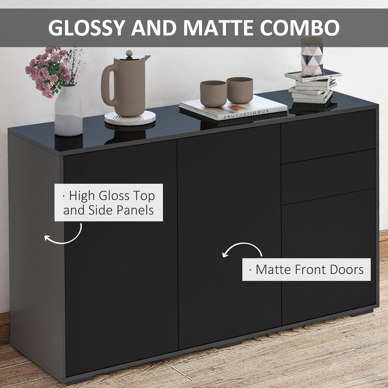 Kitchen Sideboard Coffee Bar with 2 Drawers - Black