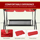3-Seat Outdoor Patio Swing Chair, 2-in-1 Convertible Flat Bed, Canopy Swing Glider w/ Adjustable Shade, Removable Cushion and Pillows for Porch, Garden, Poolside