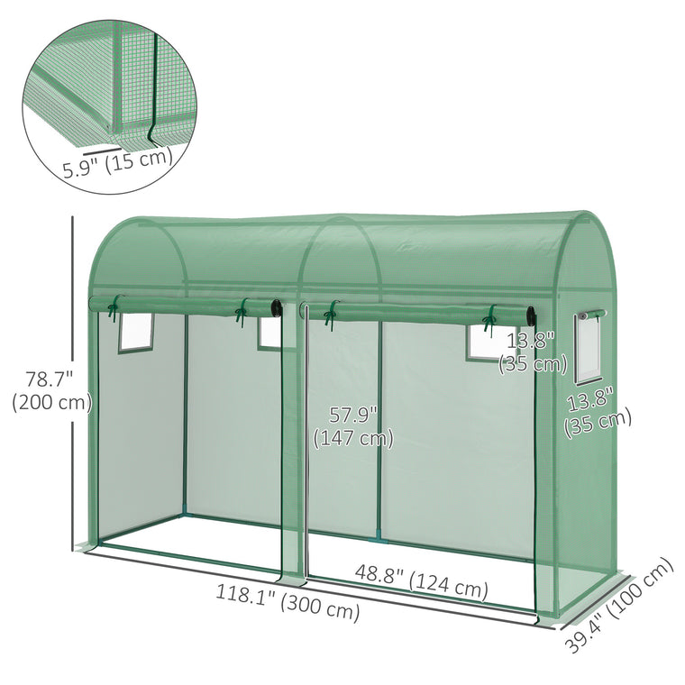 9.8' x 3.3' x 6.6' Green Steel Greenhouse Tent with 2 Doors