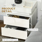 Nightstand, Bedside Table with LED Lights and 2 Drawers for Bedroom, Living Room, White