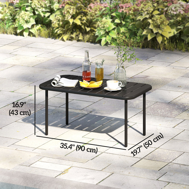 All-Weather Metal Coffee Table with Slatted Top