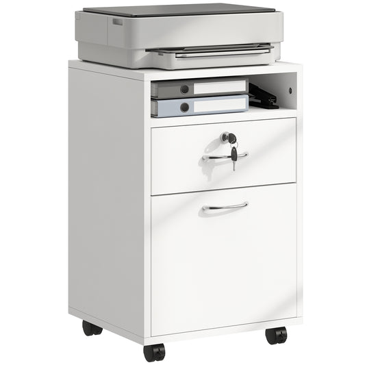 24" Vertical Filing Cabinet with Lock - White