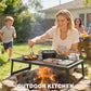 Folding Campfire Grill, 36" x 18" Heavy Duty Carbon Steel Grill Grate with Folding Legs, Black