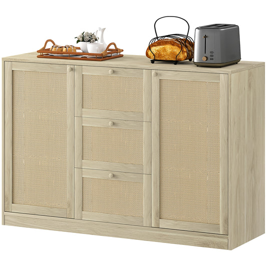 Boho Sideboard Buffet with 3 Drawers - Natural