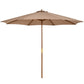 10' x 8' Wooden Patio Umbrella, Garden Parasol, Outdoor Sunshade Canopy with Bamboo Rib for Outdoor, Khaki