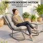 Outdoor Rocking Chair, Oversized Rocking Patio Chair with 25" Extra Wide Mesh Seat and Cushion, Khaki