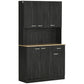 71" Kitchen Buffet with Hutch, Freestanding Kitchen Cabinet with Doors, Drawers, Microwave Counter, Black