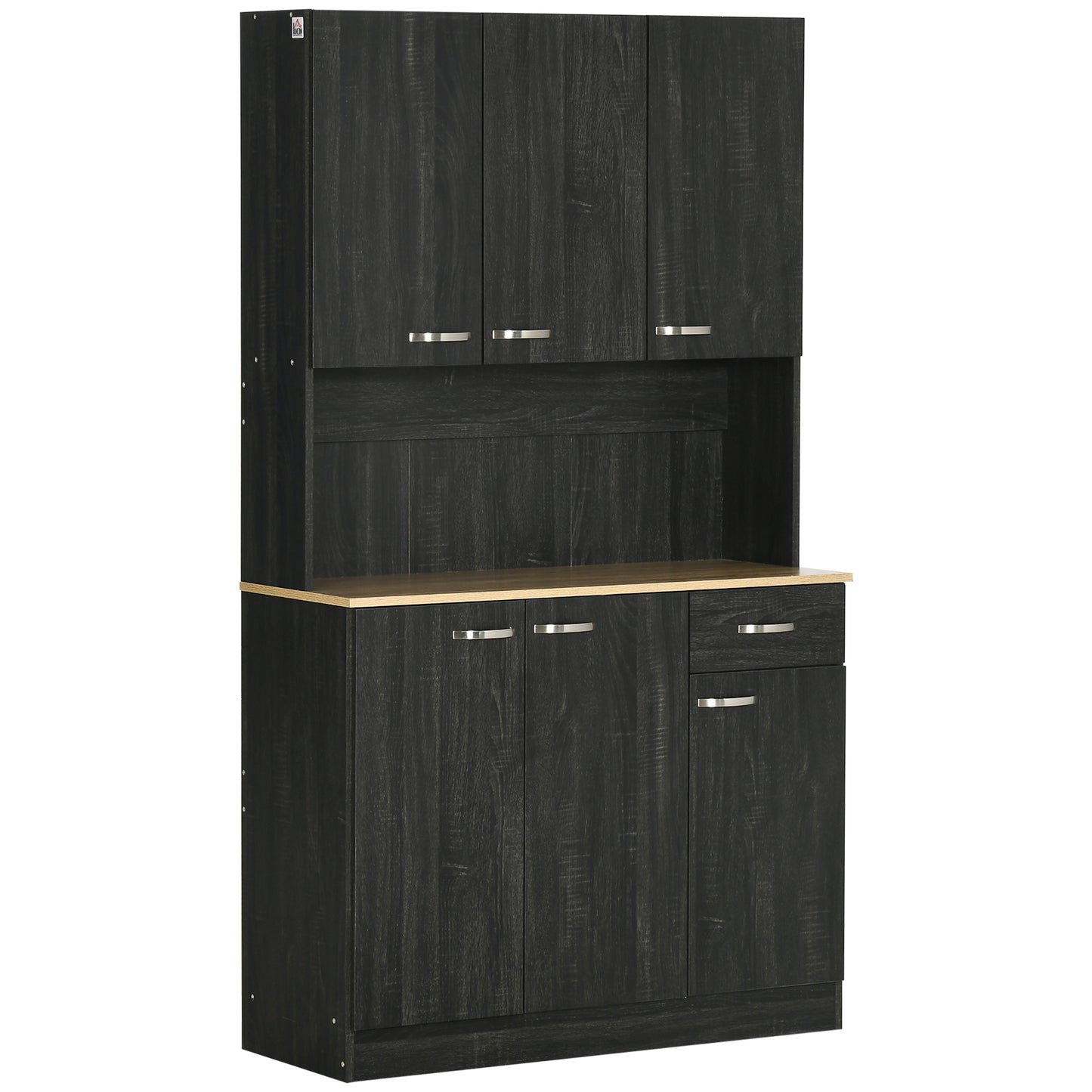 71" Kitchen Buffet with Hutch, Freestanding Kitchen Cabinet with Doors, Drawers, Microwave Counter, Black