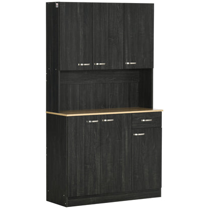 71" Buffet with Hutch and Microwave Stand - Black