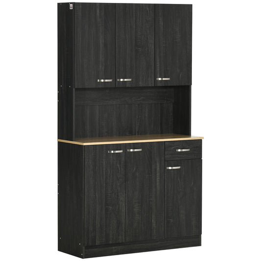 71" Buffet with Hutch and Microwave Stand - Black