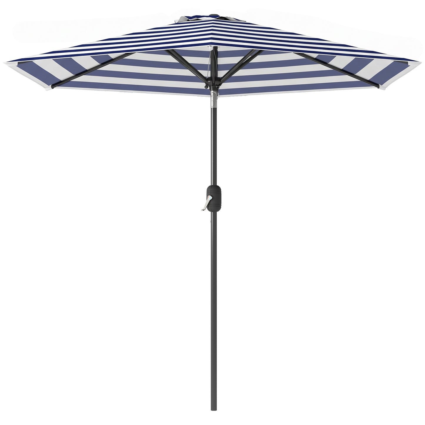 Patio Sun Umbrella, Outdoor Parasol with 6 Ribs, Blue Stripes