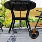 35.5" Round Outdoor Dining Table for 4, Metal Garden Patio Table with 1.6"-2" Umbrella Hole, Shelf, Slatted Top, Black
