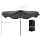 Solar Patio Umbrella with LED and Tilt, Outdoor Market Table Umbrella Parasol with Crank, 10 x 10 ft, Dark Grey