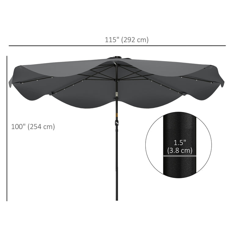 10' x 10' Dark Grey Solar Umbrella with LED & Tilt