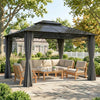 10' x 12' Hardtop Gazebo with Steel Frame, Netting & Curtains