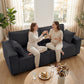 86" 3 Seater Sofa, Modern Corduroy Upholstered Couch, Dark Grey