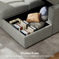 Pull Out Sofa Bed, Sleeper Sofa Couch with Hidden Storage, Chaise Lounge, Velvet Upholstery, U-Shaped Futon Couch