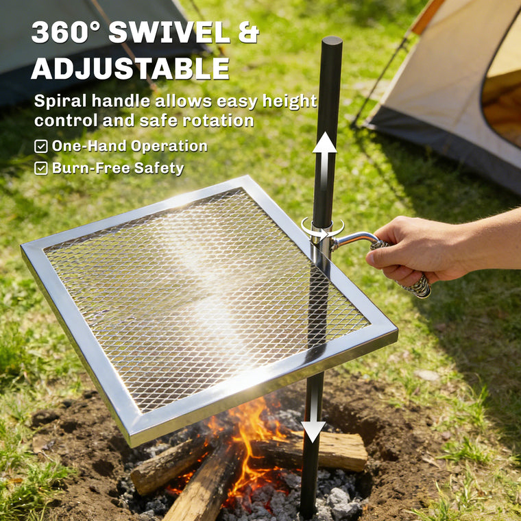 Chrome-Plated Steel Swivel Campfire Grill