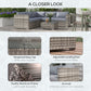 4 Pieces Rattan Wicker Outdoor Conversation Furniture Set w/ Corner Sofa Loveseats Coffee Table Cushions, Grey