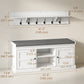 2 in 1 Coat Rack Shoe Bench Set with 6 Hooks and Shoe Storage Bench, White and Grey