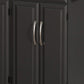 Kitchen Island on Wheels with Rubberwood Top, Rolling Kitchen Cart with 2 Drawers, 4 Doors and Adjustable Shelves