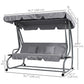 Outdoor 3-Seater Patio Swing Chair, Outdoor Swing Seat, with Adjustable Canopy and Two Pillows for Garden, Light Grey