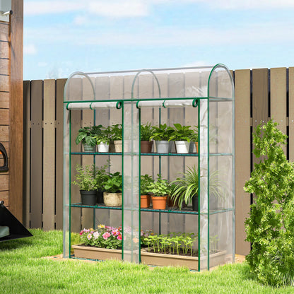 56.3" x 18.1" x 64.6" Mini Greenhouse with Roll-Up Doors