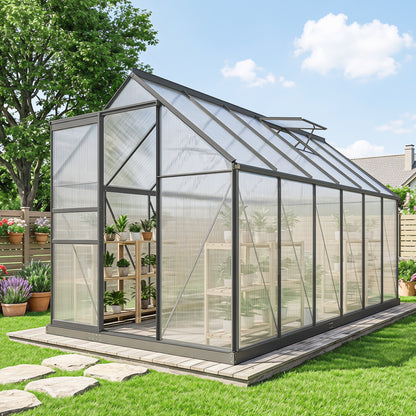 6' x 12' x 6.5' Charcoal Grey Polycarbonate Greenhouse