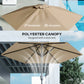 Patio Sun Umbrella, Outdoor Parasol with 6 Ribs, Coffee