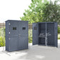 4x1.5ft Wooden Garden Storage Shed, Outdoor Tool Cabinet Organizer with Windows and Double Door, Dark Grey