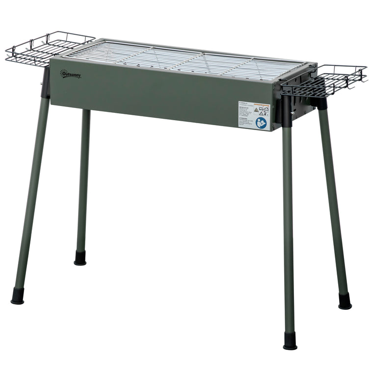 Dark Green Portable Charcoal BBQ Grill with Seasoning Baskets