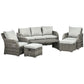 6 Pieces Patio Furniture Set, Conversation Set Wicker Sectional Set Cushioned Outdoor Rattan 3-Seat Sofa, 2 Adjustable Recliners, 2 Footstools & Table Set for Lawn Garden Backyard, Light Grey