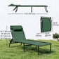 Folding Lounge Chair, Adjustable Chaise Lounge with Headrest, Reclining Lounger Cot for Camping, Hiking, Green