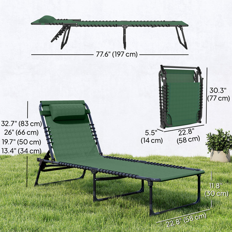 Folding Chaise Lounge Cot with Headrest