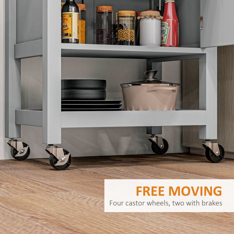 Rolling Kitchen Island Cart with Wood Top - Grey