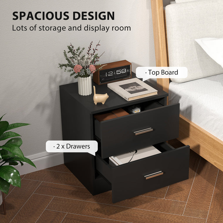2-Drawer Nightstand - Black