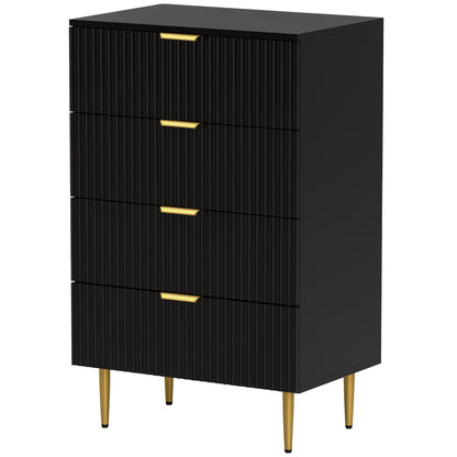 4-Drawer Dresser with Gold Legs - Black