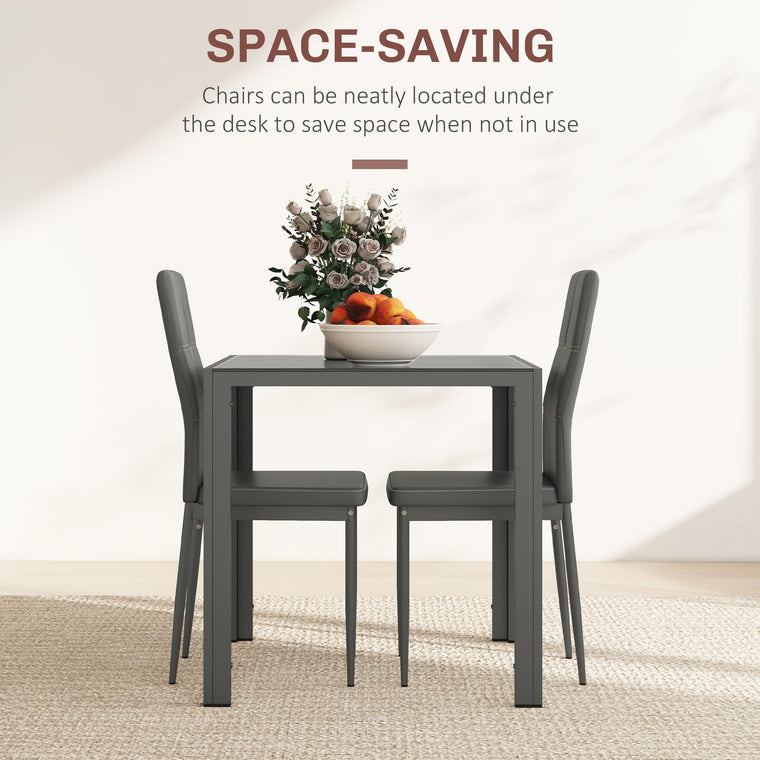 3-Piece Glass Dining Table Set