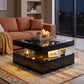 LED Coffee Table with Storage, 2-Tier Modern Center Table with Open Shelf and Remote for Living Room, High Gloss Black