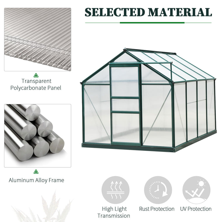 6.2' x 8.3' x 6.6' Clear Polycarbonate Greenhouse with Slide Door